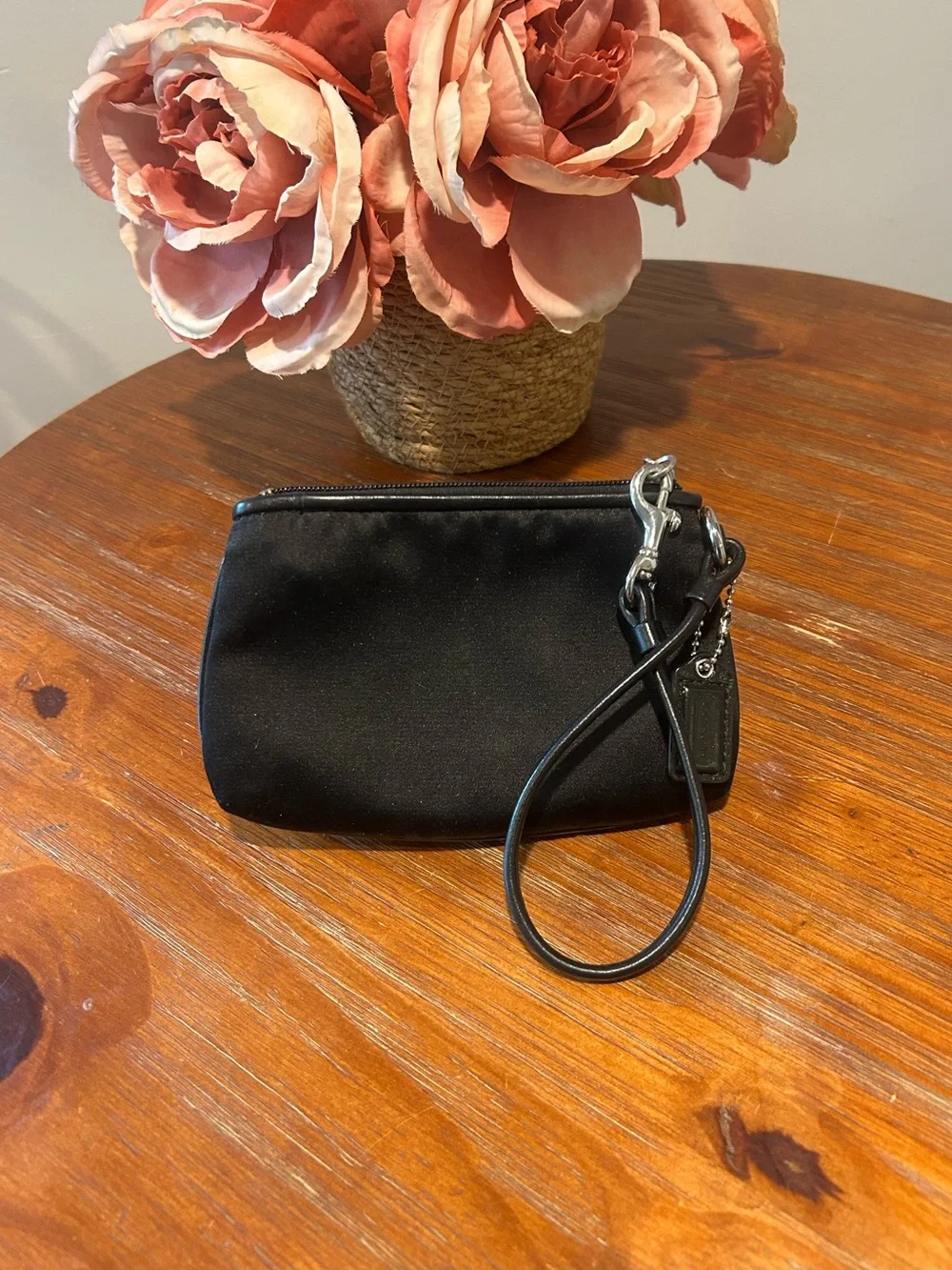 COACH Black Satin Wristlet Wallet